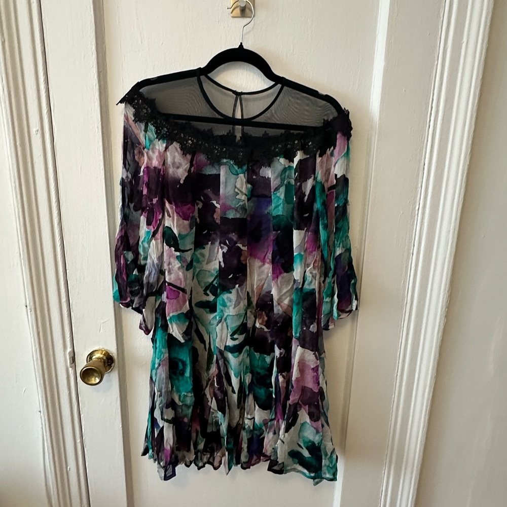 Anthropologie Floral Flutter Sleeve Dress, NWT, size XS.